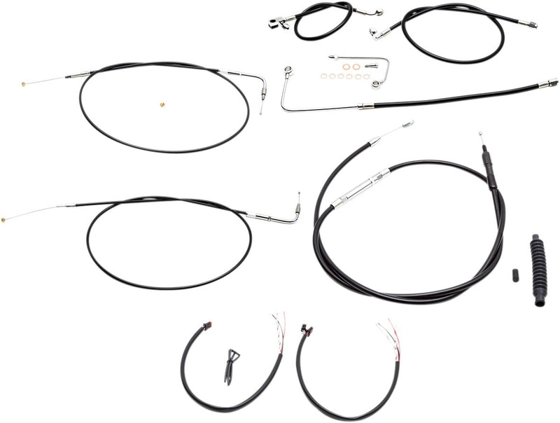 LA Choppers Complete Black Vinyl Braided Handlebar Cable/Brake Line Kit Cable Kit Clear-Coated Alternate Length Clutch Line Black| Clear-Coated| Natural #LA-8151KT2A-13B