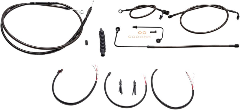 LA Choppers Complete Midnight Braided Handlebar Cable/Brake Line Kit Cable Kit Black Clear-Coated Alternate Length Clutch Line Black| Clear-Coated| Natural #LA-8151KT2B-13M