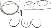 LA Choppers Complete Stainless Braided Handlebar Cable/Brake Line Kit Cable Kit Clear-Coated Natural Silver Alternate Length Clutch Line #LA-8151KT2B-16