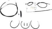 Complete Black Vinyl Braided Handlebar Cable/Brake Line Kit Softail Black| Clear-Coated| Natural #LA-8151KT2B-16B