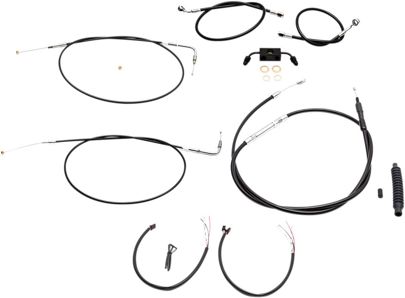 LA Choppers Complete Black Vinyl Braided Handlebar Cable/Brake Line Kit Cable Kit Clear-Coated Alternate Length Clutch Line Black| Clear-Coated| Natural #LA-8211KT2-13B