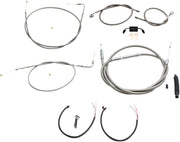 LA Choppers Complete Stainless Braided Handlebar Cable/Brake Line Kit Cable Kit Clear-Coated Natural Silver Alternate Length Clutch Line #LA-8211KT2-19