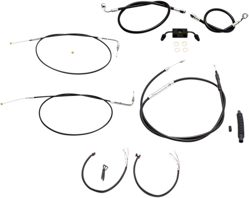 LA Choppers Complete Black Vinyl Braided Handlebar Cable/Brake Line Kit Cable Kit Clear-Coated Alternate Length Clutch Line Black| Clear-Coated| Natural #LA-8321KT2-08B