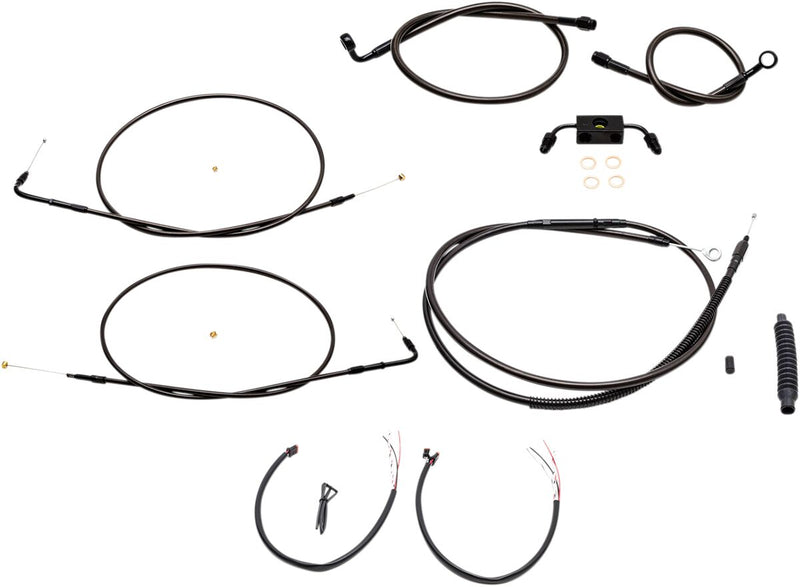 LA Choppers Complete Midnight Braided Handlebar Cable/Brake Line Kit Cable Kit Black Clear-Coated Alternate Length Clutch Line Black| Clear-Coated| Natural