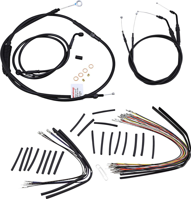 Burly Brand Jail Bar Cable Kit - Each, Alternate Length /  Braided, Brake Line /  Clutch Line /  Throttle Cable - Black for Harley-Davidson Sportster 2007-2013