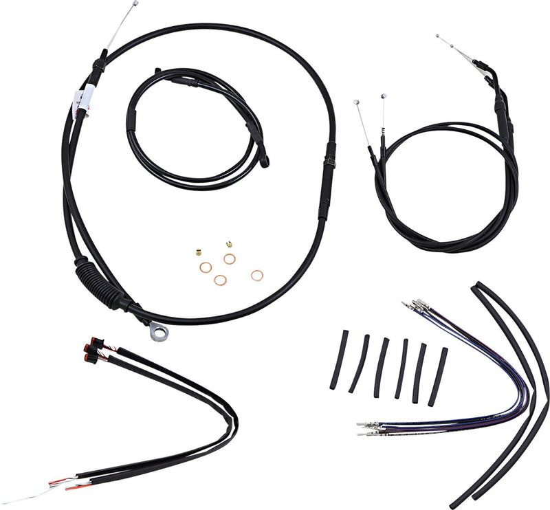 Burly Brand Jail Bar Cable Kit - Each, Complete, Alternate Length /  Braided - Black for Harley-Davidson Sportster 2014-2022
