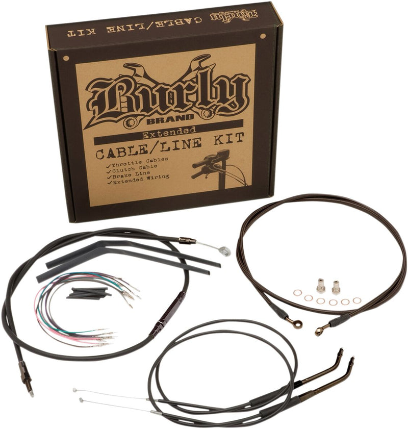 Burly Brand 14 Inch T-Bar Cable/Line Kit in Black For 2014-2022 Sportster Without ABS And Dual Disc Models