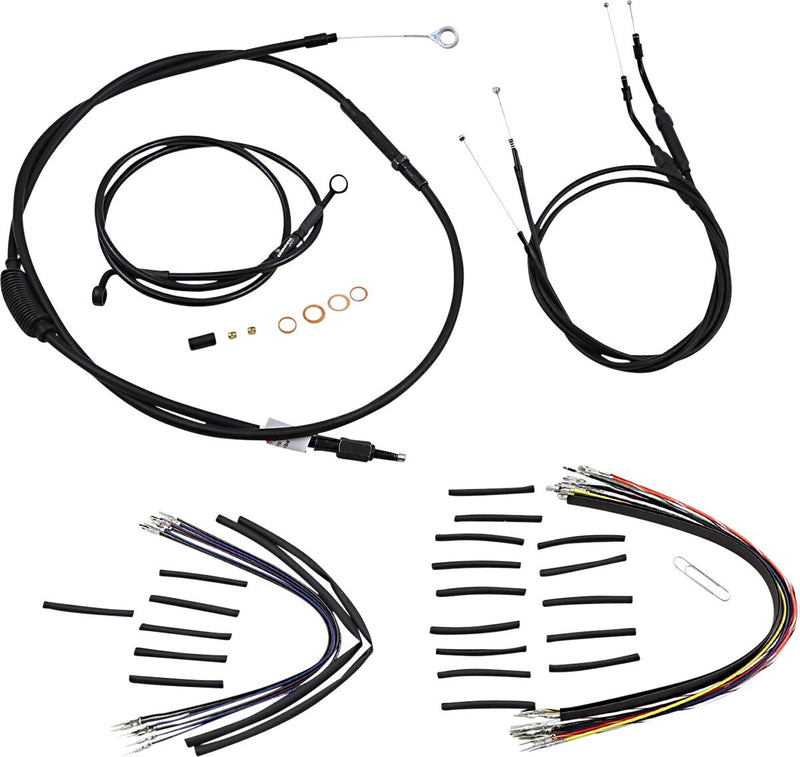 Burly Brand Jail Bar Cable Kit - Complete, Brake Line /  Clutch Line /  Throttle Cable /  Wiring Extension, Each - Black for Harley-Davidson Dyna 2007-2011