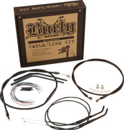 Burly Brand 10 Inch T-Bar Cable/Line Kit in Black For 2006-2017 Dyna Non ABS Single Disc