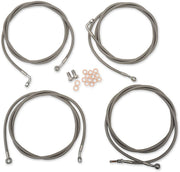 LA Choppers Standard Stainless Braided Handlebar Cable/Brake Line Kit Cable Kit Clear-Coated Natural Silver Alternate Length Clutch Line #LA-8054KT-13