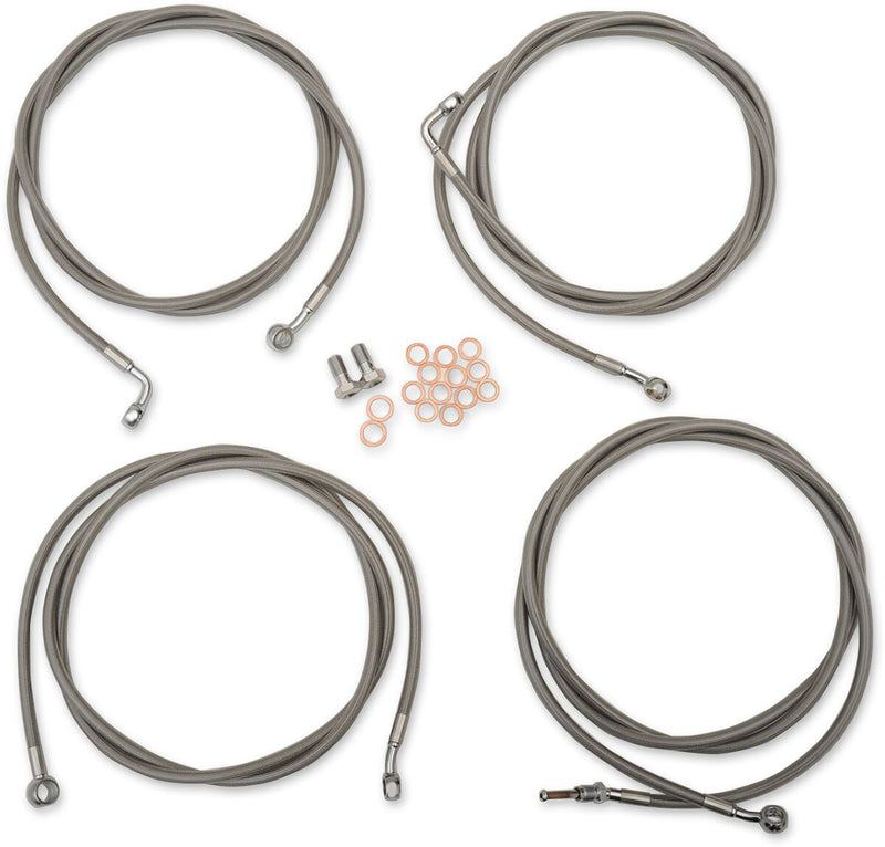 LA Choppers Standard Stainless Braided Handlebar Cable/Brake Line Kit Cable Kit Clear-Coated Natural Silver Alternate Length Clutch Line #LA-8054KT-13