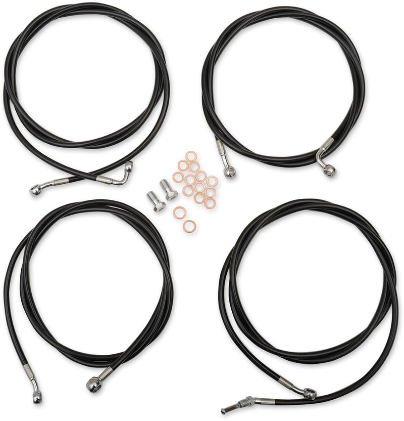 LA Choppers Standard Black Vinyl Handlebar Cable/Brake Line Kit Cable Kit Natural Alternate Length Braided Clutch Line #LA-8054KT-16B