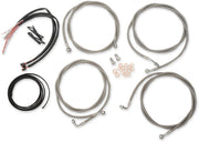 LA Choppers Complete Stainless Braided Handlebar Cable/Brake Line Kit Cable Kit Clear-Coated Natural Silver Alternate Length Clutch Line