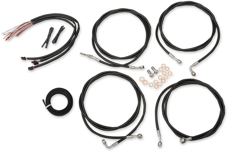 LA Choppers Complete Black Vinyl Braided Handlebar Cable/Brake Line Kit Cable Kit Clear-Coated Alternate Length Clutch Line Black| Clear-Coated| Natural