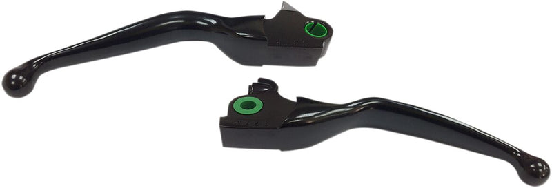 Drag Specialties Wide Blade Lever Set - Brake /  Clutch, Aluminum, Pair - Black / Matte for Harley-Davidson Trike 2017-2020
