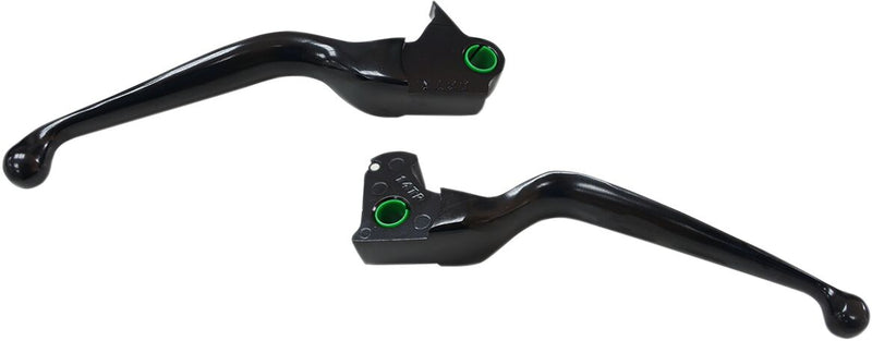Drag Specialties Wide Blade Lever Set - Pair, Brake /  Clutch, Aluminum - Black / Matte for Harley-Davidson Trike 2014-2016