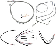 Burly Brand 14 Inch Apehanger Cable/Line Kit in Stainless Steel Braided For 2014-2016 FLHR Without ABS Models