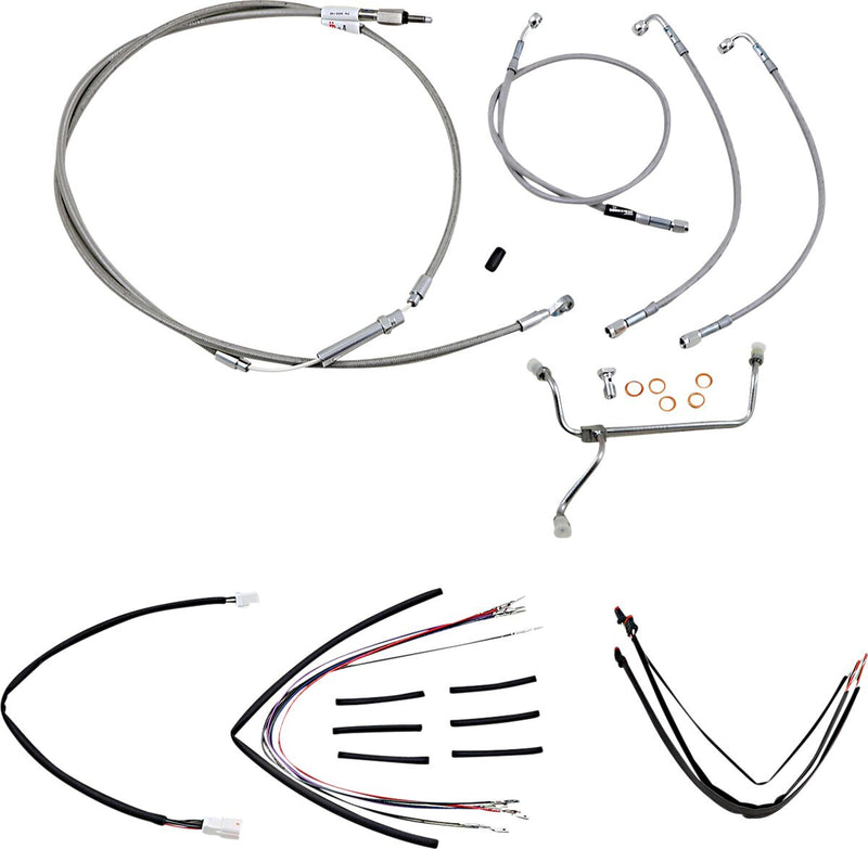 Burly Brand Complete Stainless Braided Handlebar Cable/brake Line Kit - Alternate Length /  Braided, Brake Line /  Clutch Line /  Throttle Cable /  Wi for Harley-Davidson Touring 2