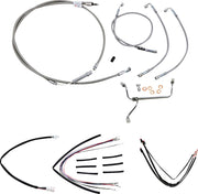Burly Brand 18 Inch Apehanger Cable/Line Kit in Stainless Steel Braided For 2014-2016 FLHR Without ABS Models
