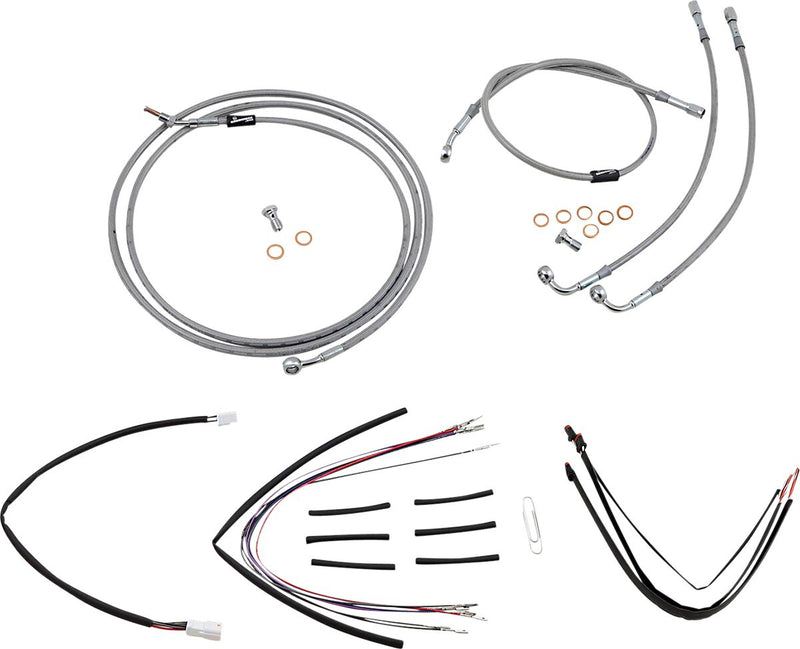 Burly Brand Complete Stainless Braided Handlebar Cable/brake Line Kit - Alternate Length /  Braided, Each, Brake Line /  Clutch Line /  Throttle Cab for Harley-Davidson Touring 201