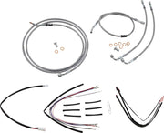 Burly Brand 14 Inch Apehanger Cable/Line Kit in Stainless Steel Braided For 2015-2016 FLTRX Without ABS Models