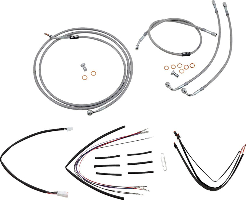 Burly Brand 14 Inch Apehanger Cable/Line Kit in Stainless Steel Braided For 2015-2016 FLTRX Without ABS Models