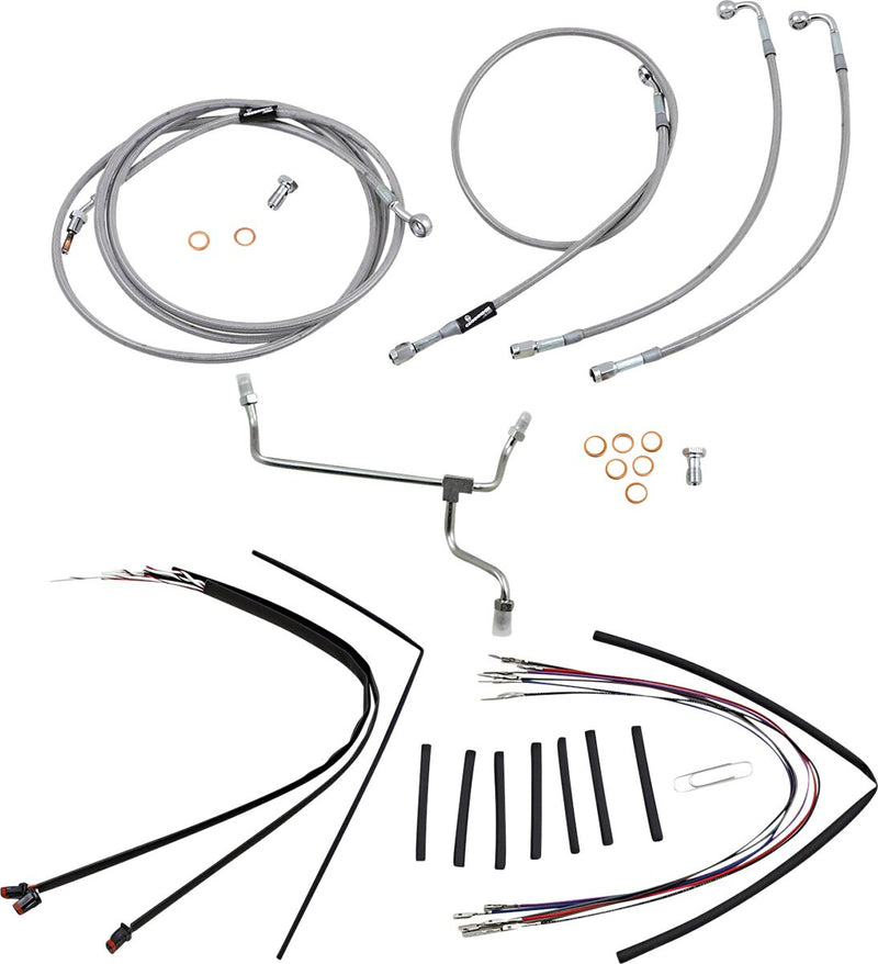 Burly Brand Complete Stainless Braided Handlebar Cable/brake Line Kit - Alternate Length /  Braided, Brake Line /  Clutch Line /  Throttle Cable /  Wi for Harley-Davidson Touring 2