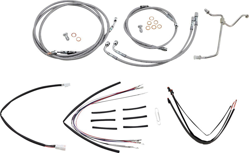 Burly Brand Complete Stainless Braided Handlebar Cable/brake Line Kit - Brake Line /  Clutch Line /  Throttle Cable /  Wiring Extension, Alternate L for Harley-Davidson Touring 201