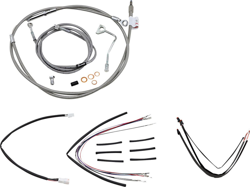 Burly Brand Complete Stainless Braided Handlebar Cable/brake Line Kit - Each, Alternate Length /  Braided, Brake Line /  Clutch Line /  Throttle Cab for Harley-Davidson Touring 201
