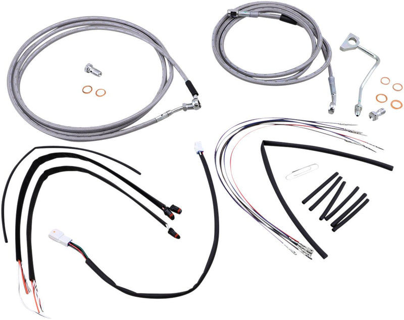 Burly Brand Complete Stainless Braided Handlebar Cable/brake Line Kit - Brake Line /  Clutch Line /  Throttle Cable /  Wiring Extension, Alternate L for Harley-Davidson Touring 201