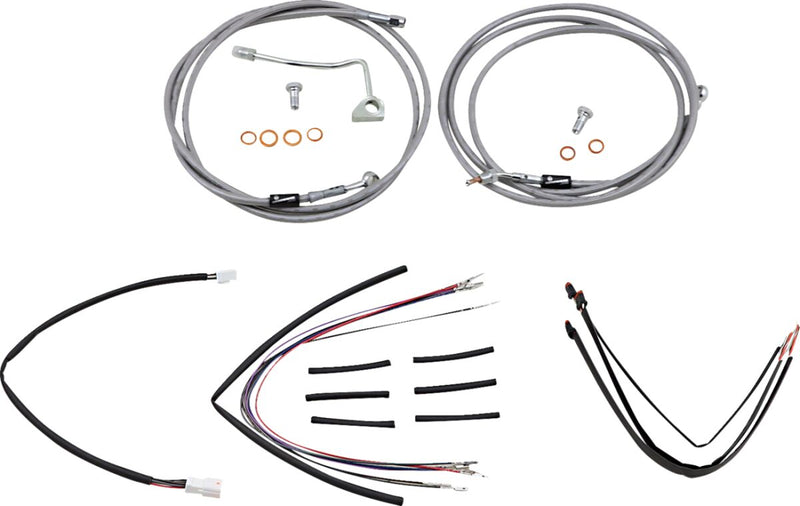 Burly Brand 18 Inch Apehanger Cable/Line Kit in Stainless Steel For FLTRU, 2015-2016 FLTRX/FLTRXS With ABS Models