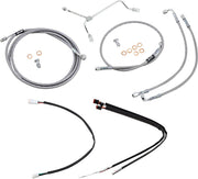 Burly Brand 14 Inch Apehanger Cable/Line Kit in Stainless Steel Braided For 2017-2019 FLHR, FLTRX Without ABS Models