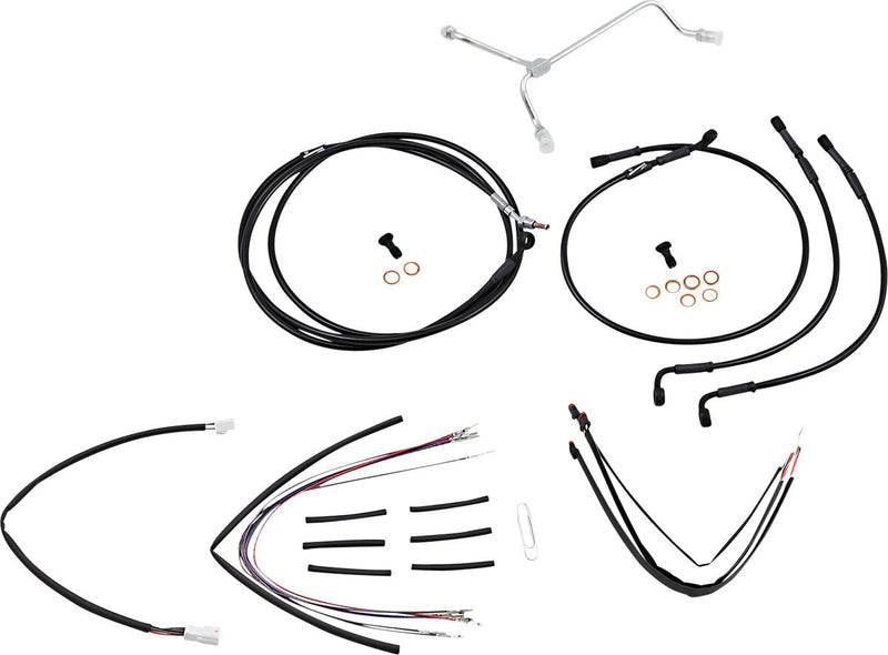 Burly Brand Complete Black Vinyl Handlebar Cable/line Kit for Ape Hangers - Each, Alternate Length /  Braided, Brake Line /  Clutch Line /  Throttle for Harley-Davidson Touring 201