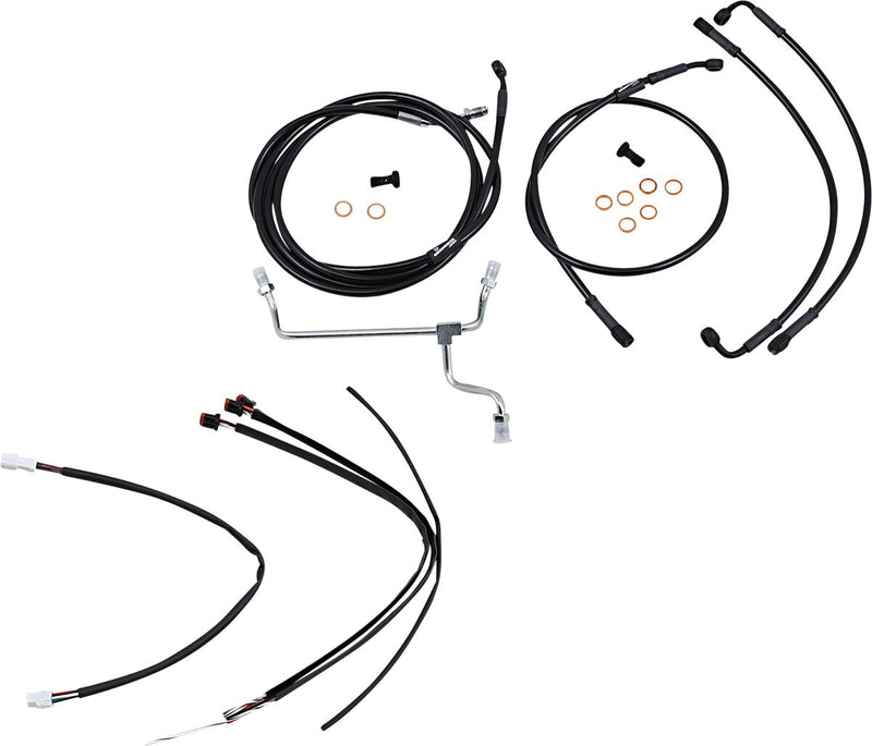 Burly Brand Complete Black Vinyl Handlebar Cable/line Kit for Ape Hangers - Alternate Length /  Braided, Each, Brake Line /  Clutch Line /  Throttle for Harley-Davidson Touring 201