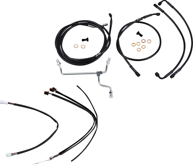 Burly Brand 18 Inch Apehanger Cable/Line Kit in Black For 2017-2019 FLHR, FLTRX Without ABS Models
