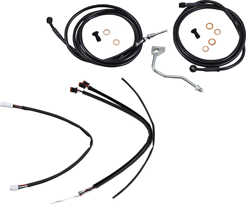 Burly Brand Complete Black Vinyl Handlebar Cable/Brake Line Kit for Ape Hanger Handlebars #B30-1185