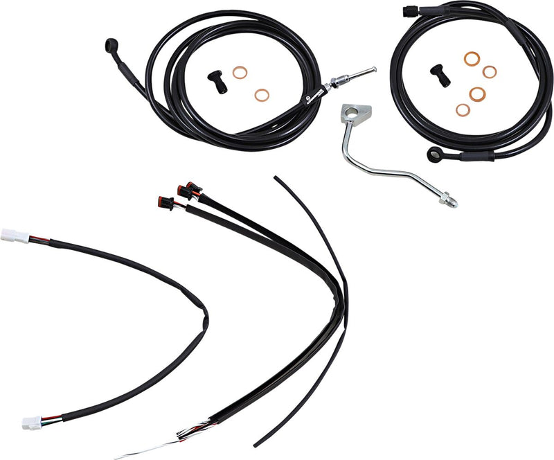 Burly Brand Complete Black Vinyl Handlebar Cable/Brake Line Kit for Ape Hanger Handlebars #B30-1185