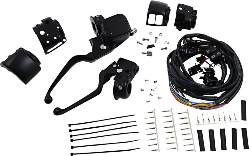 Drag Specialties Handlebar Control Kit - Brake /  Clutch /  Handlebar, Aluminum - Black / Matte for Harley-Davidson Touring, Softail, Sportster & Dyna 1996-2011