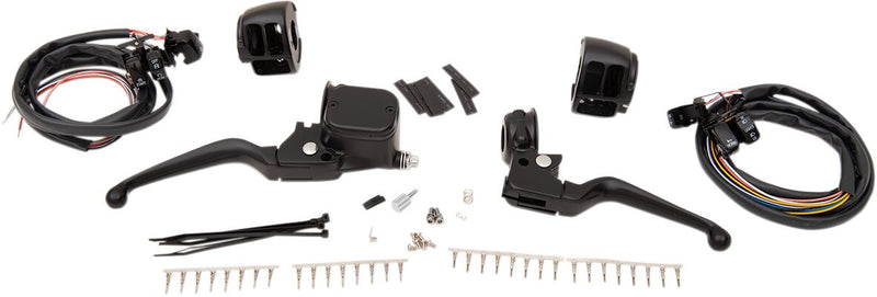 Drag Specialties Handlebar Control Kit - Brake /  Clutch /  Handlebar, Aluminum - Black / Matte for Harley-Davidson Touring, Sportster & Dyna 1996-2011
