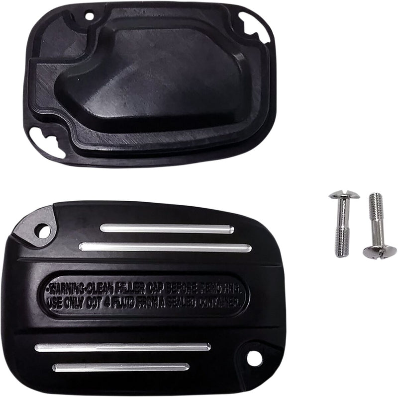 Drag Specialties Clutch Master Cylinder Cover - Each, Aluminum /  Rubber, Finned - Black / Gloss for Harley-Davidson Touring & Trike 2017-2024