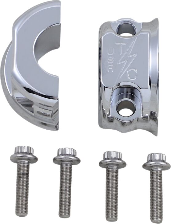 Thrashin' Supply Co. Brake/clutch Perch Clamps - Aluminum, Pair - Chrome for Harley-Davidson Touring, Softail, Dyna & Trike 1982-2025