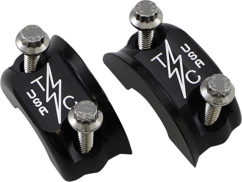 Thrashin' Supply Co. Brake/clutch Perch Clamps - Pair, Aluminum - Black / Chrome / Polished for Harley-Davidson Touring, Softail, Dyna & Trike 1982-2025