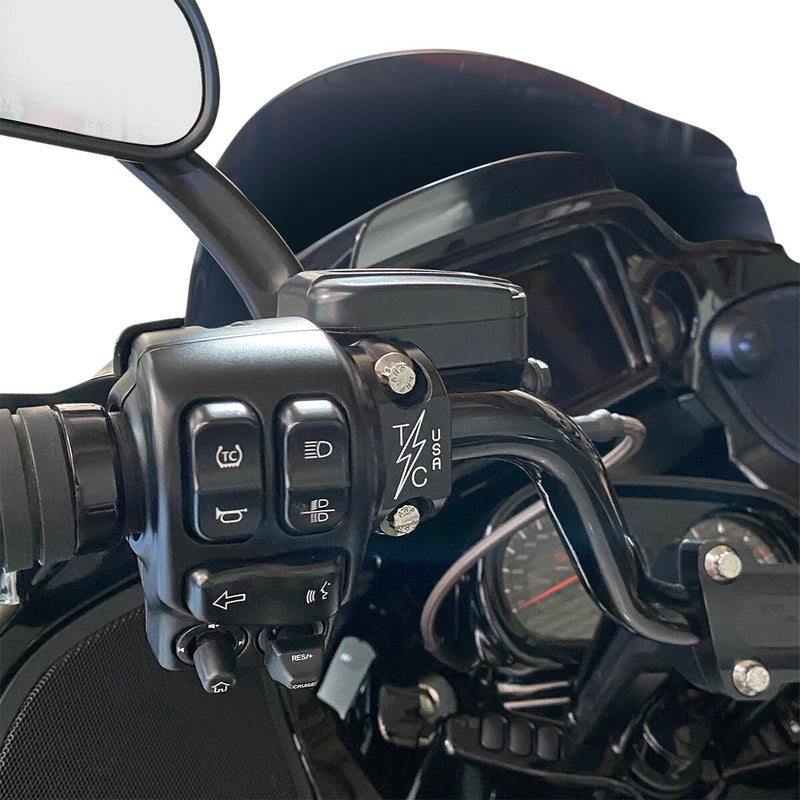 Thrashin Supply Co. Brake/Clutch Perch Clamp In Black For Harley-Davidson Touring, Dyna, FXR & Softail