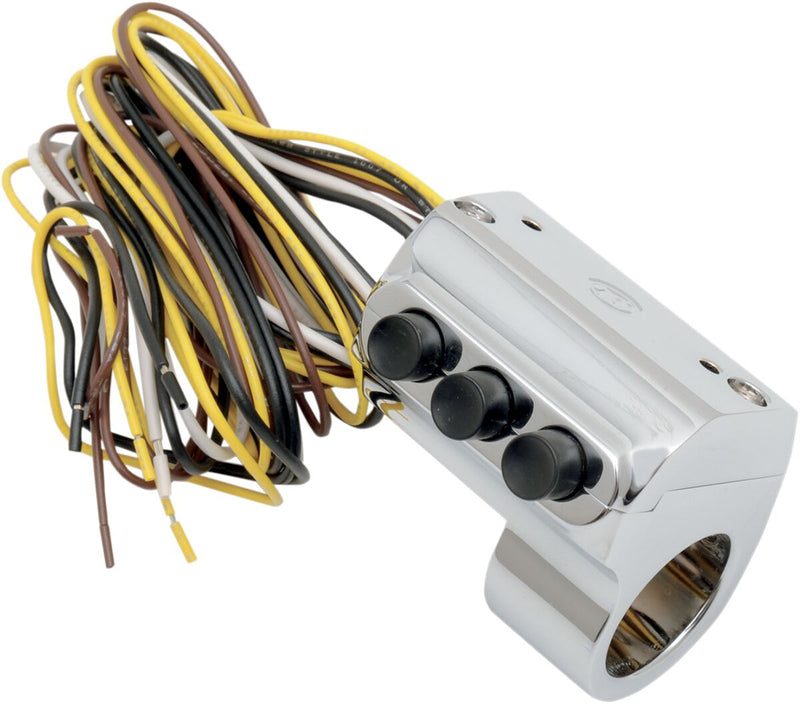 Performance Machine Contour Billet Handlebar Switch - Aluminum, Each - Chrome for Harley-Davidson Touring, Softail, Sportster & Dyna 1983-2017