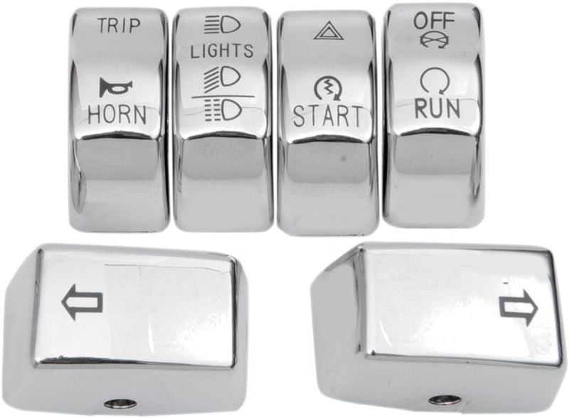 Drag Specialties Switch Cap Kit - Handlebar, Aluminum - Chrome for Harley-Davidson Softail & Dyna 2011-2015