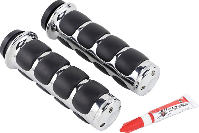 Kuryakyn ISO-Grips In Chrome For 2008-2024 Harley-Davidson E-Throttle Models & Road King Special/Trike