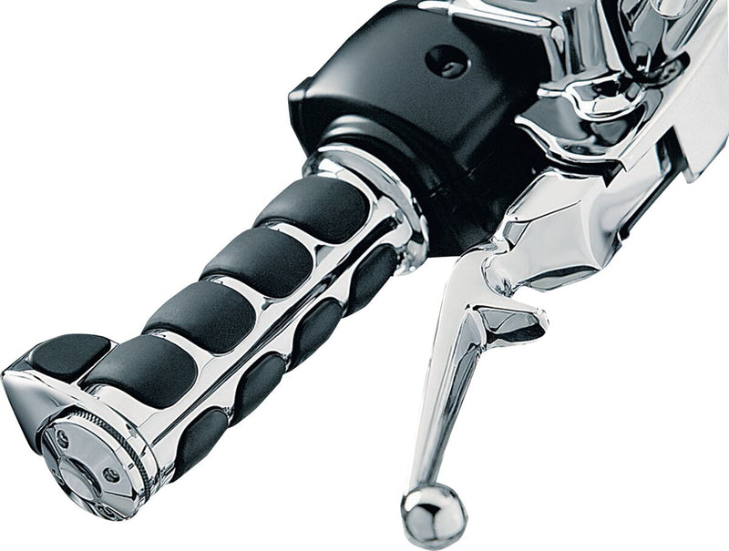 Kuryakyn Premium ISO-Grips With Standard ISO-Throttle Boss In Chrome For 2008-2024 Harley-Davidson E-Throttle Models & Road King Special/Trike