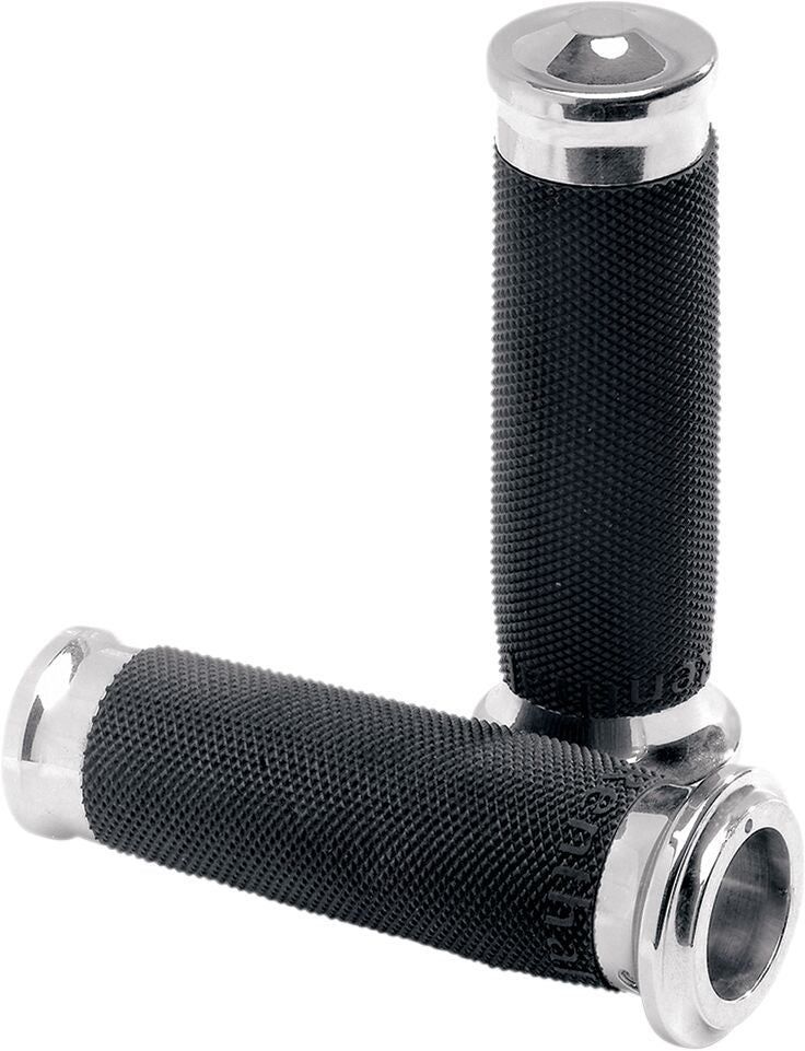 Performance Machine Contour Renthal Wrapped Grips - Pair, Aluminum /  Rubber, 3/4 Flange /  Closed End /  Diamond Knurled /  Fl for Harley-Davidson Touring, Softail, Dyna & Trike 2