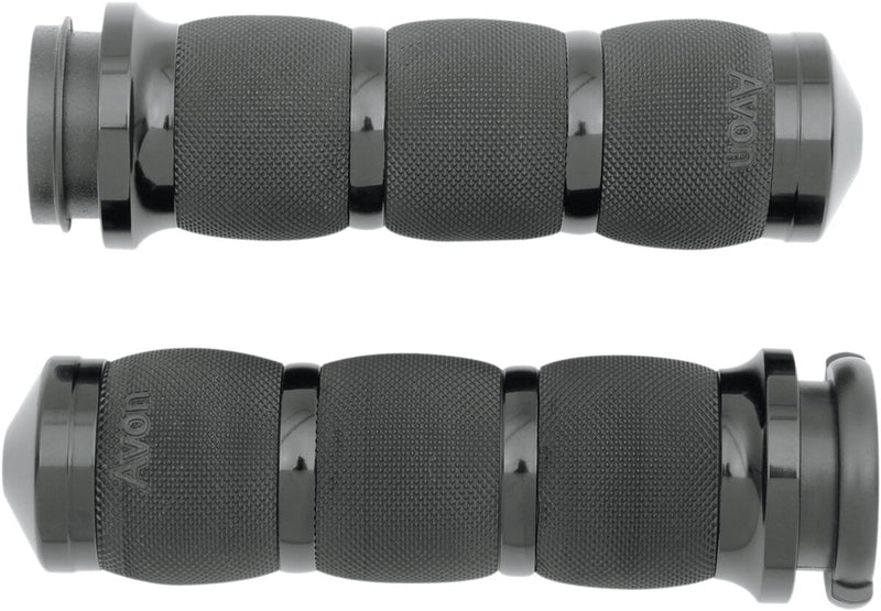 Avon Grips 3-ring Air Cushioned Grips - 3-Ring /  Closed End /  Diamond Knurled /  No Flange /  Throttle-By-Wire, Pair, Aluminu for Harley-Davidson Touring, Softail, Dyna & Trike 2