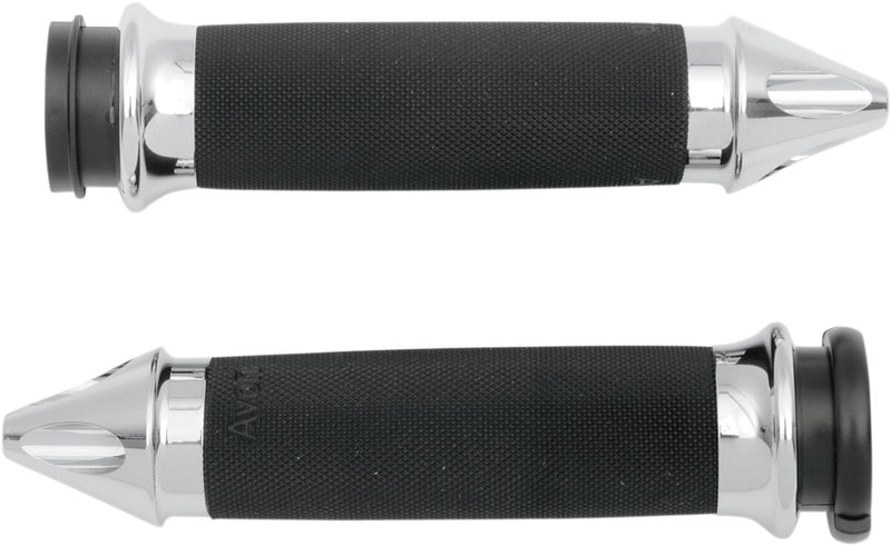 Avon Performance Custom Contour Spike Grips In Chrome For 2008-2024 Harley-Davidson E-Throttle Models & Road King Special/Trike Black| Chrome